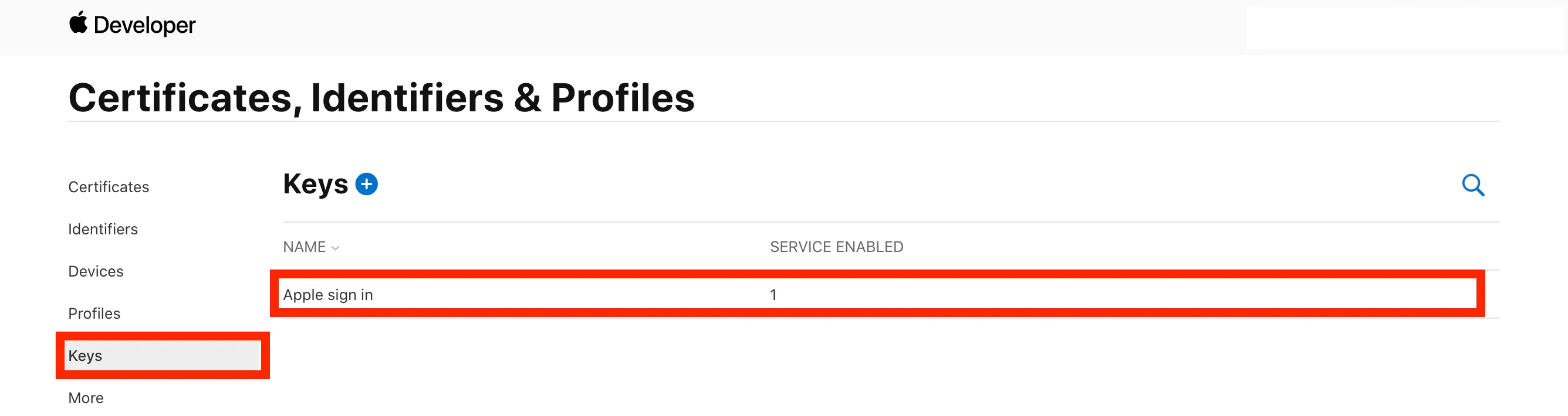Keys 에서 애플 로그인을 위한 서비스를 생성하세요